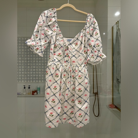 Hill House Dresses & Skirts - Hill House Floral Mini Dress - White and Pink